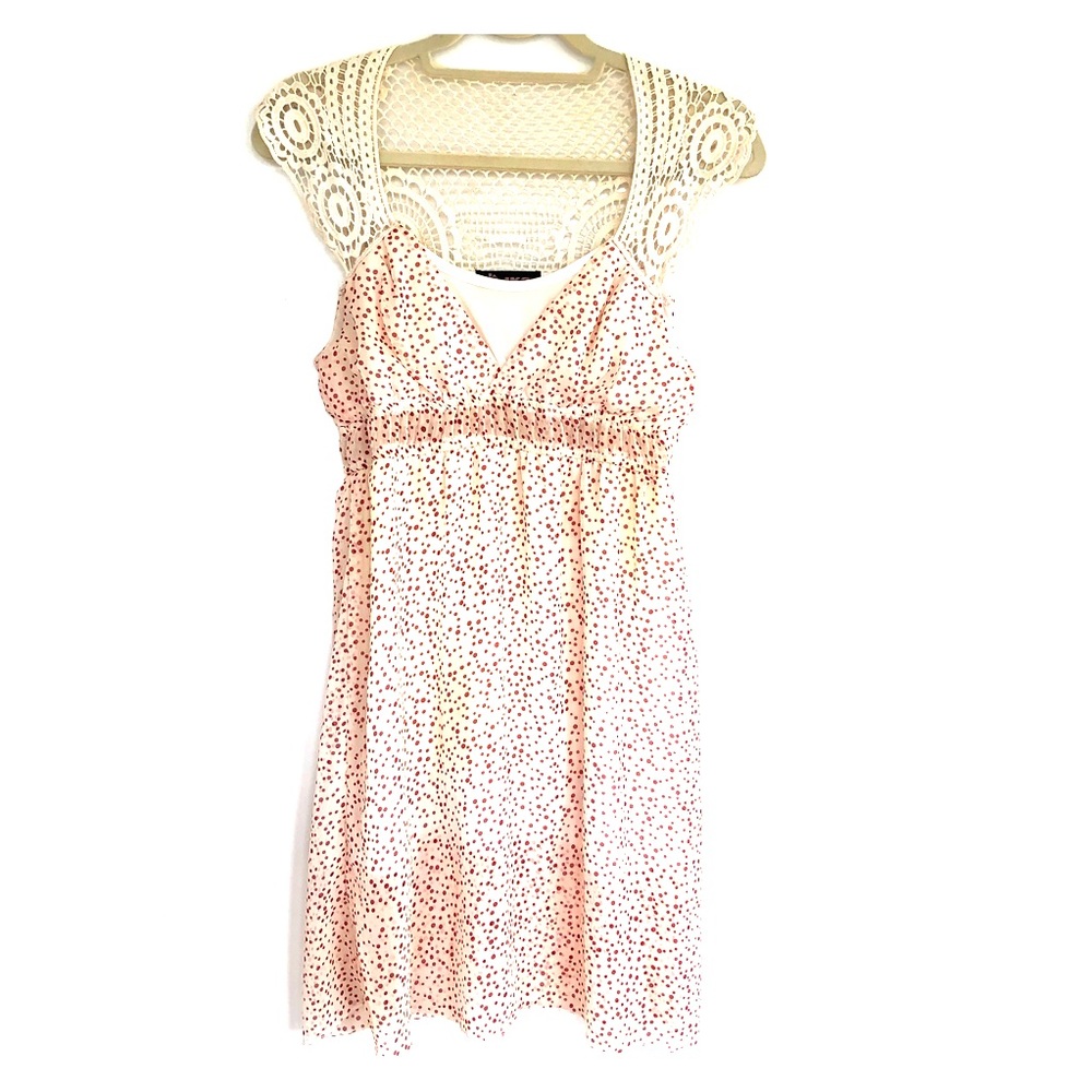 Polka dot and Crocheted Baby Doll Dress S